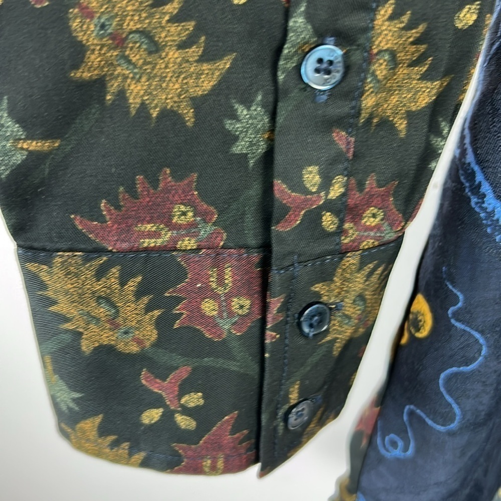 Desigual Vardar Artsy Embroidered Long Sleeve Button Down Shirt Medium Blue - Picture 9 of 13